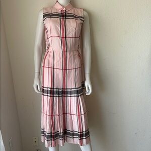 Akris Punto - Pink, Black, & Red Plaid Sleeveless Belted Dress